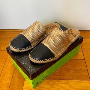 COPY - Sam Edelman Karter Gold/Black Lea Espadrille Slide